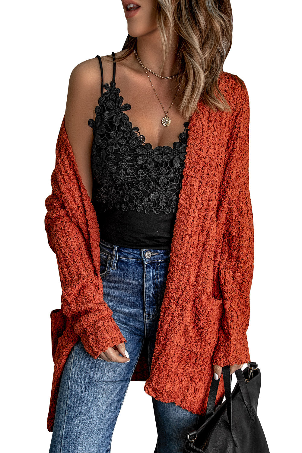 Dusty Pink Pebble Beach Textured Cardigan