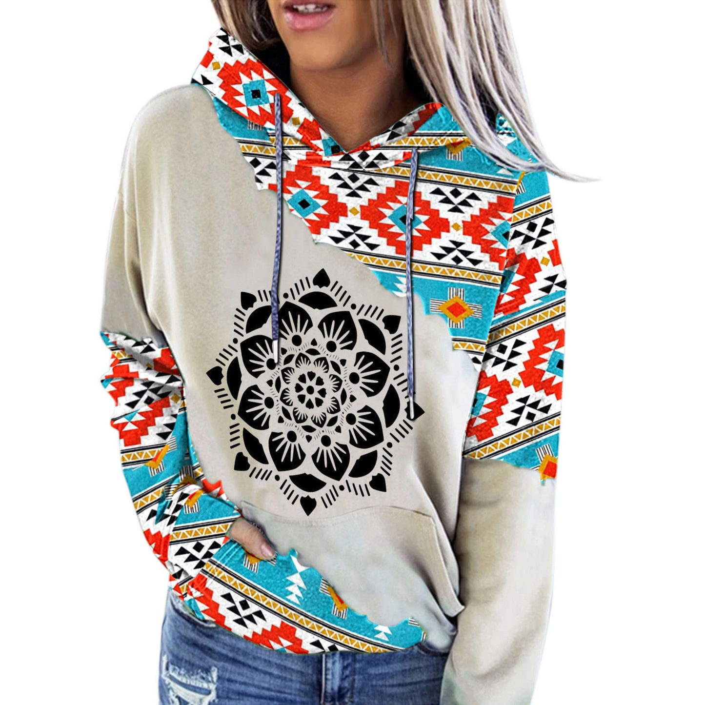 Women's Fashion Casual Ethnic Print Sweatshirt