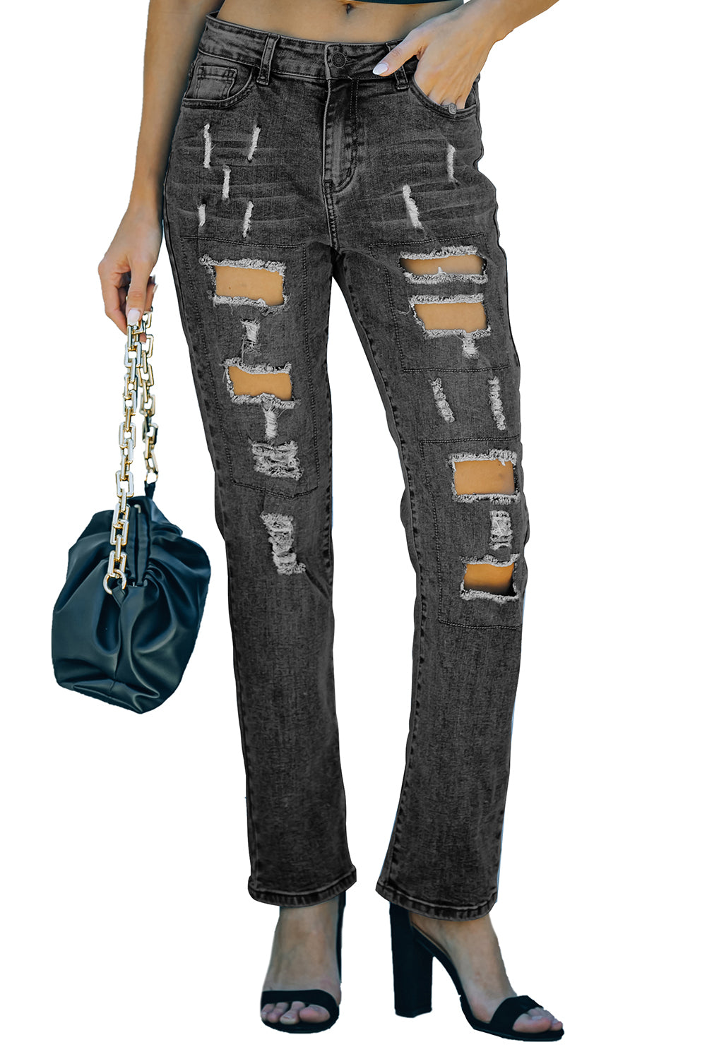 HAMMER AND FREE Graphic Cutout Ribbed Jeans
