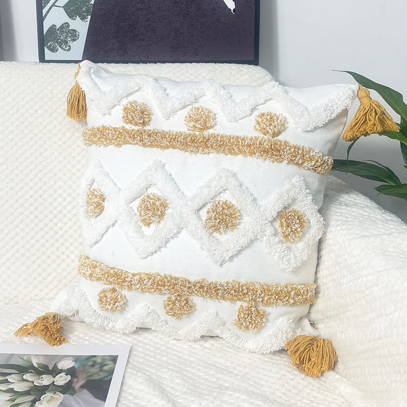 Fashion Tufted Print Pillow Ethnic Style