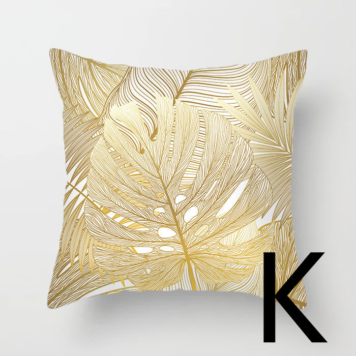 Sequined Pillowcase Leaf Flower Gold Flannel Bedside Backrest