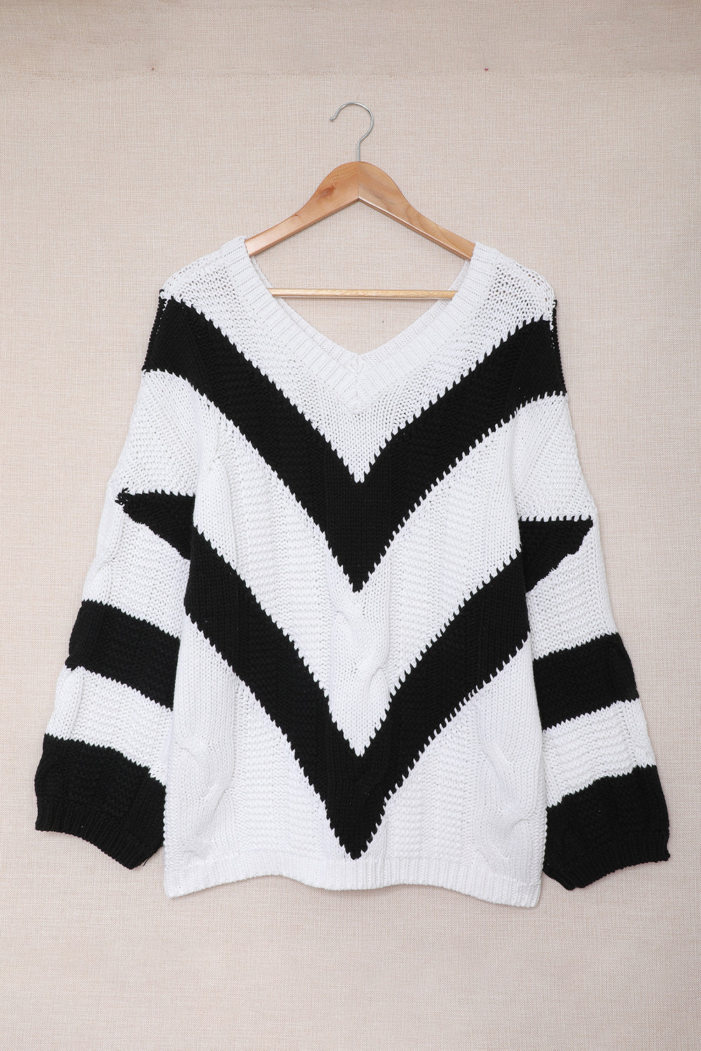 Color Block Drop Shoulder Oversize Sweater