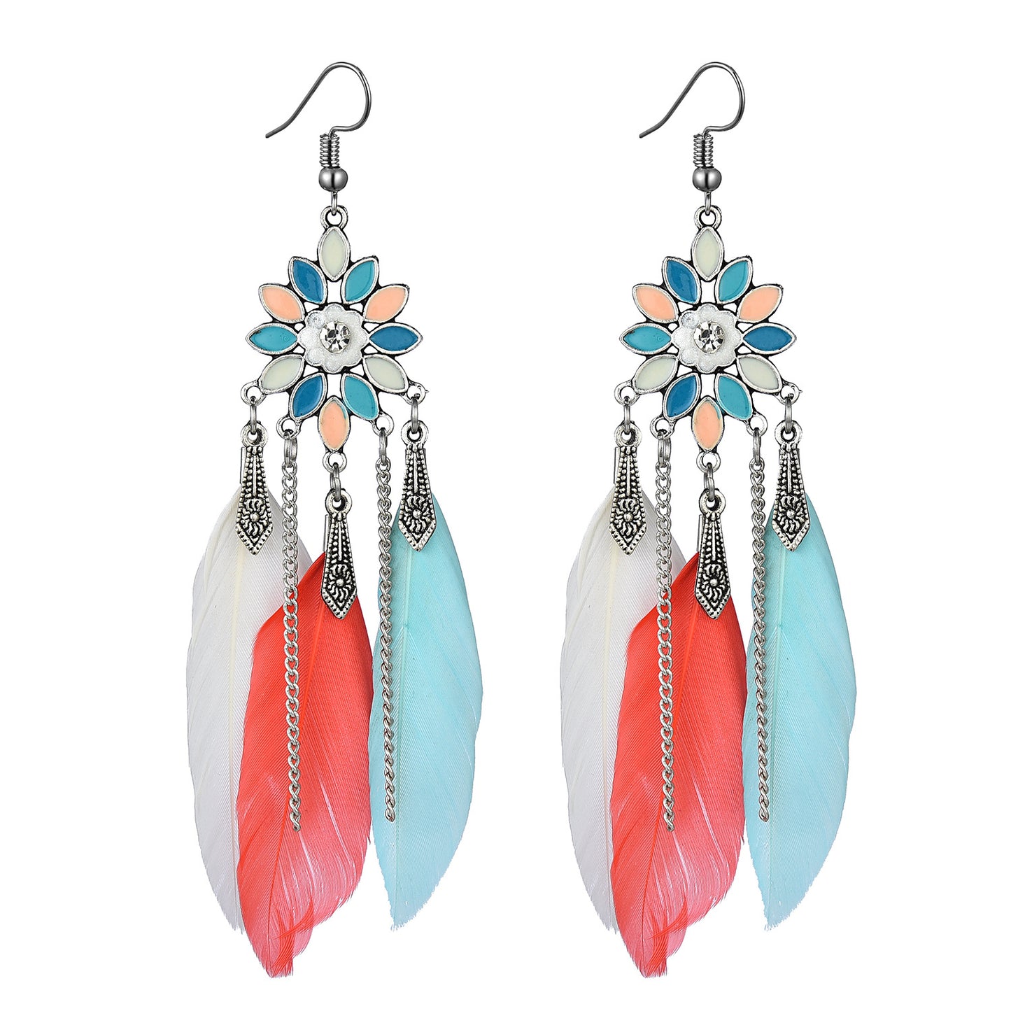 Unique Flower-shaped Earrings, Creative Ethnic Style Feather Earrings Jewelry