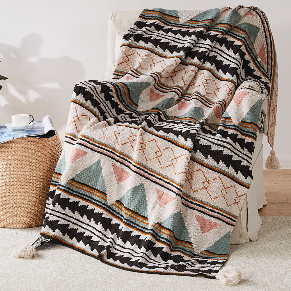 Nordic Knitted Bohemian Waffle Hotel Sofa Blanket