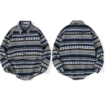 Retro ethnic brushed shirt