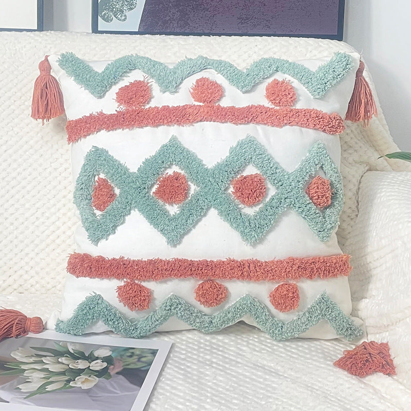 Fashion Tufted Print Pillow Ethnic Style