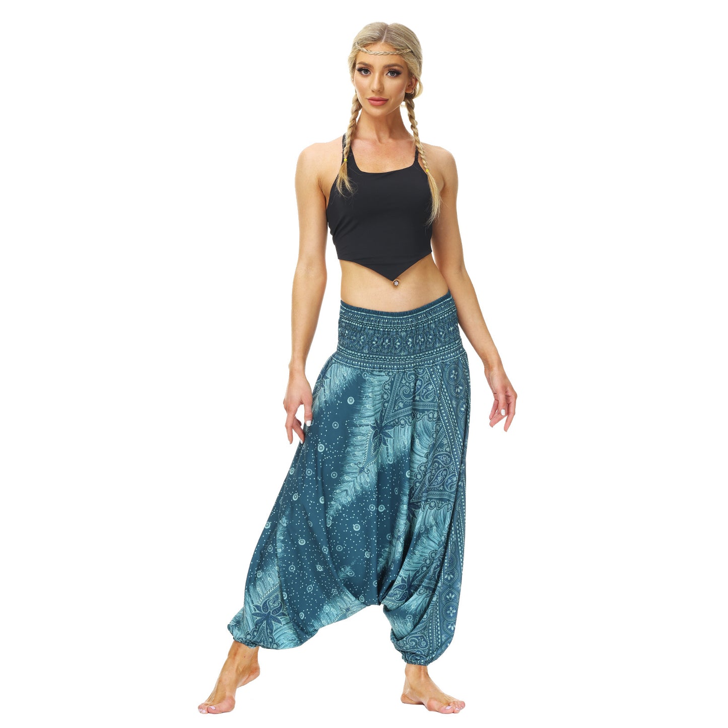 Digitally Printed Boho Casual Wide Leg Pants