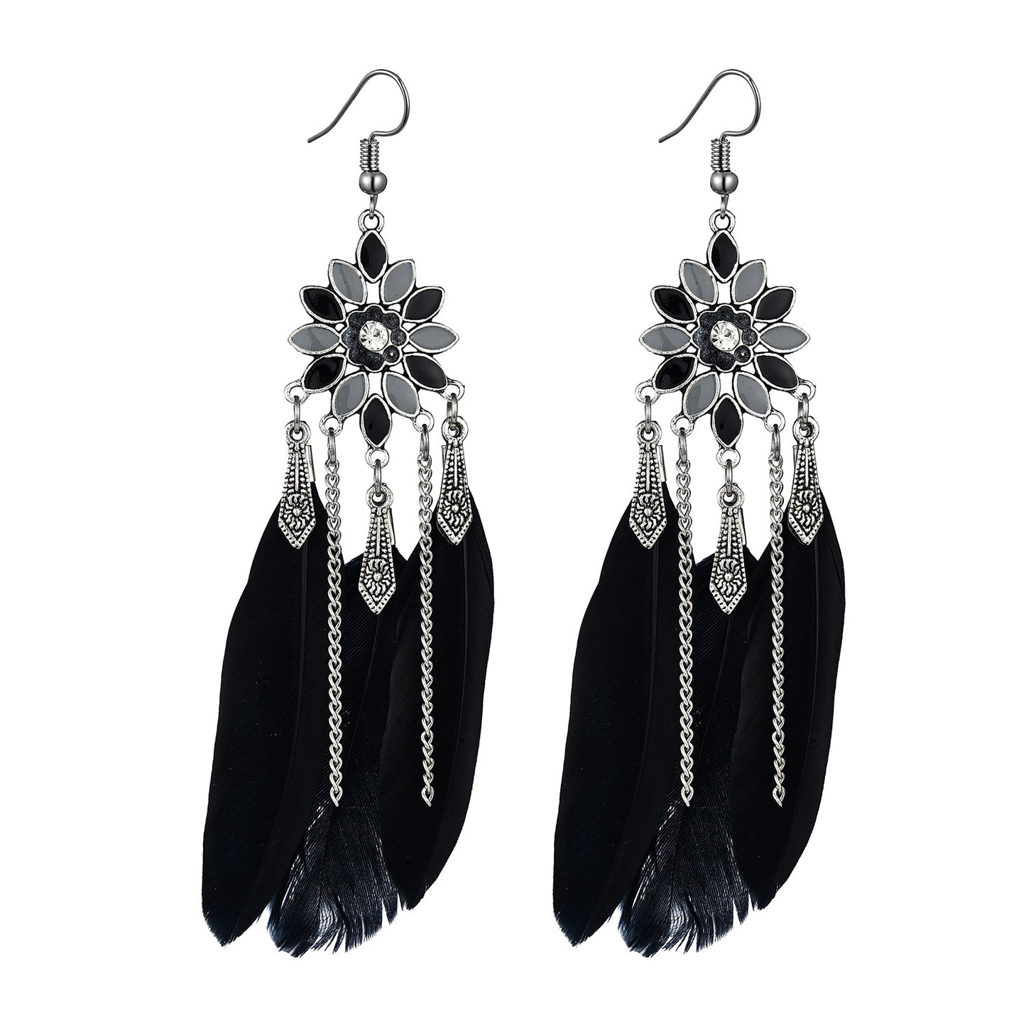 Unique Flower-shaped Earrings, Creative Ethnic Style Feather Earrings Jewelry