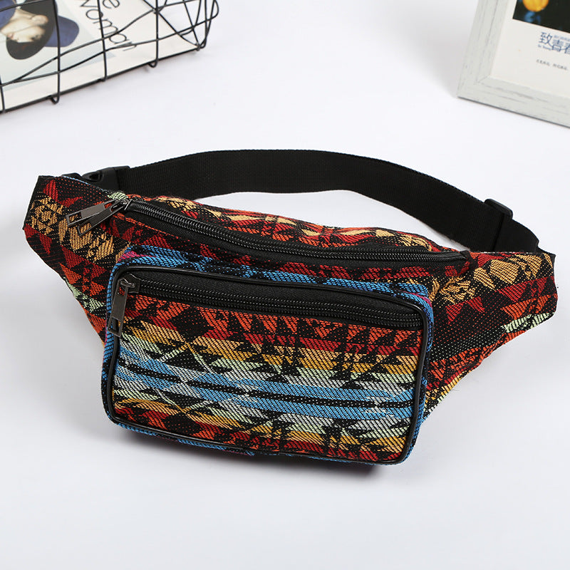 Ethnic Style Outdoor Multifunctional Canvas Belt Bag