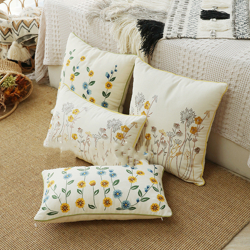 Home Embroidery Plants And Flowers Pillow