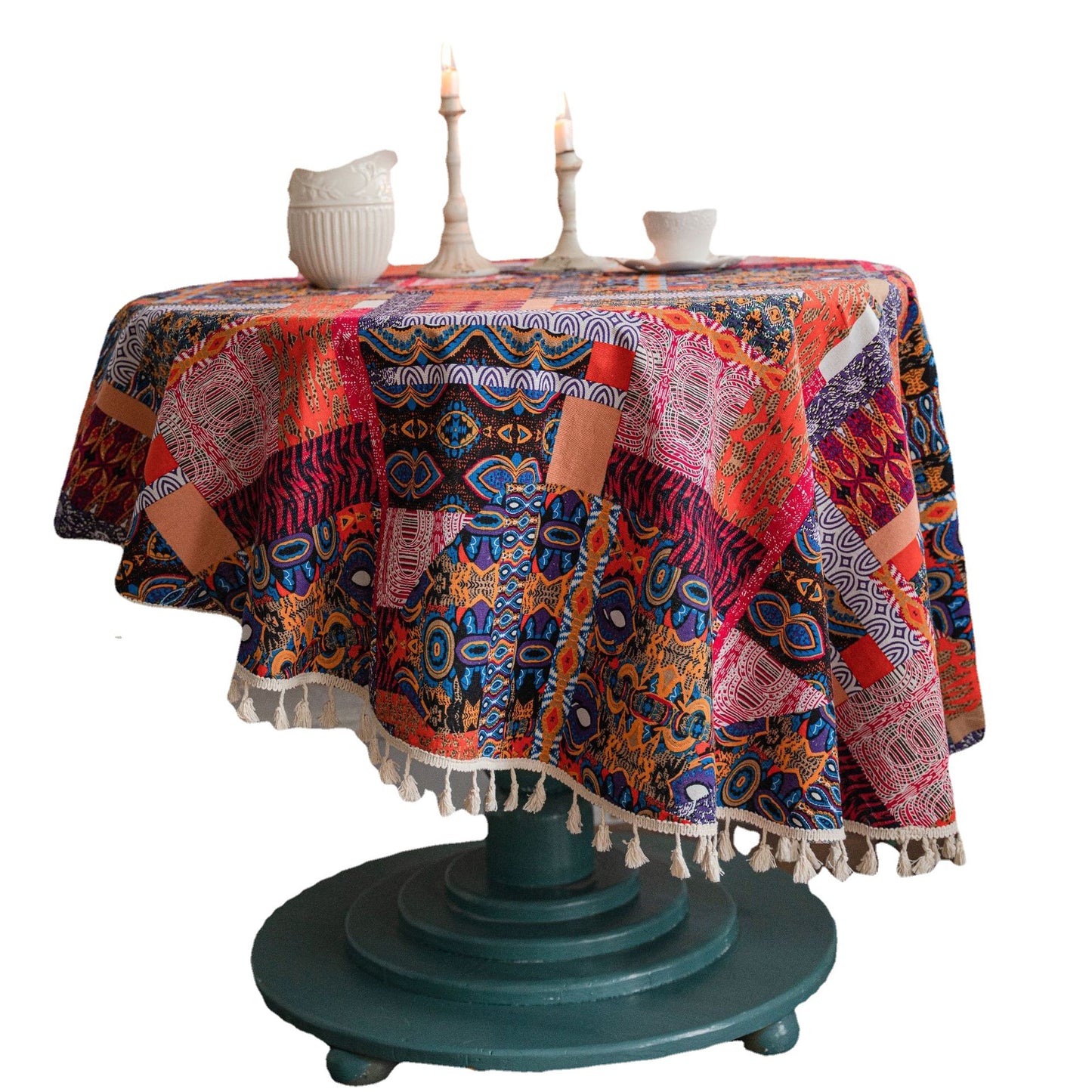Boho Striped Print Round Living Room Tablecloth