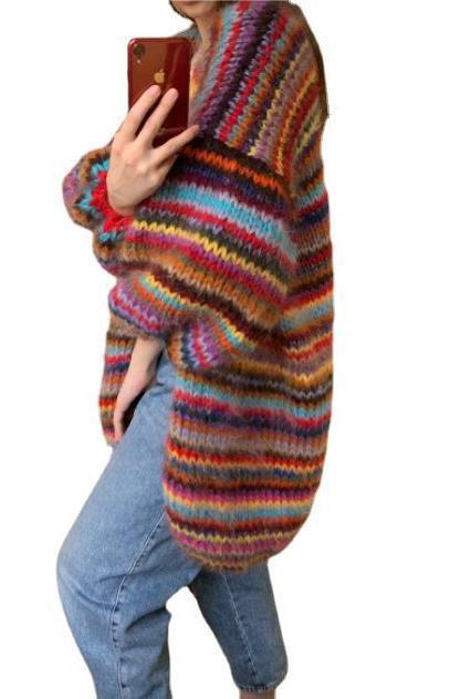 Knit Sweater Striped Hippocampus Female Long Hair