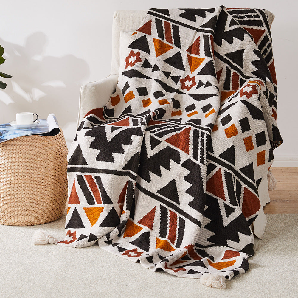 Nordic Knitted Bohemian Waffle Hotel Sofa Blanket
