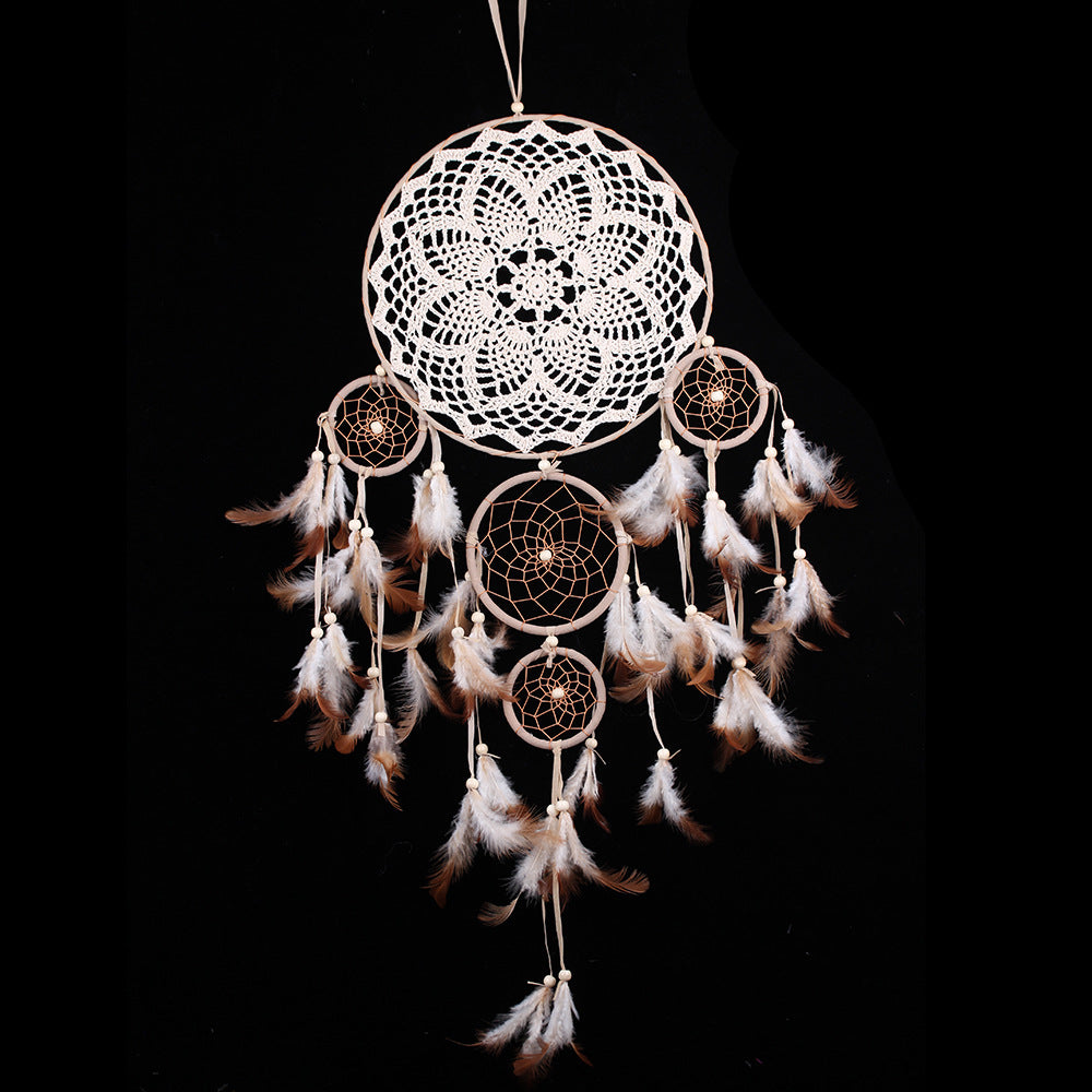 White Feather Dream Catcher Large Pendant Hand-woven Home Decoration