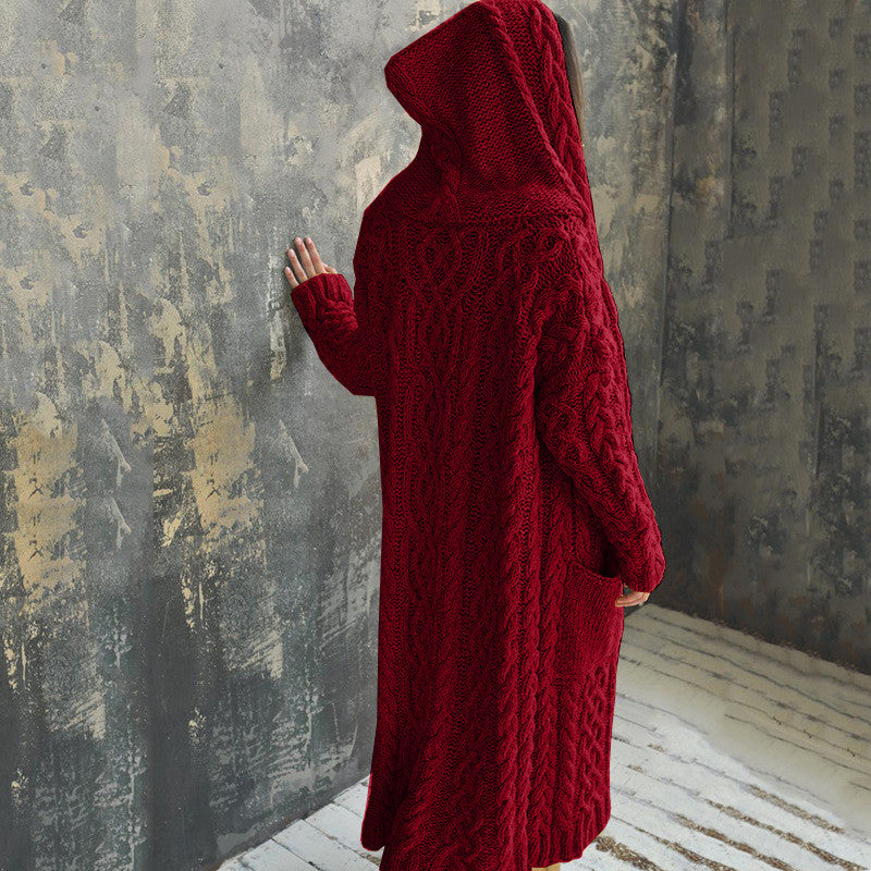 Lazy Style Hooded Long Cardigan Sweater