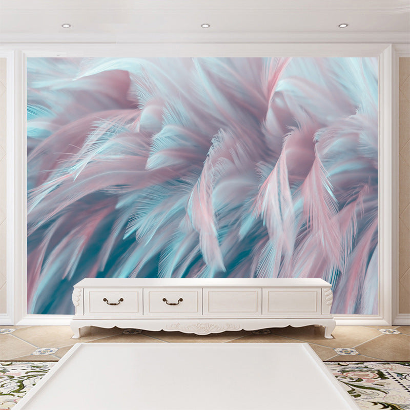 White Feather Mural Living Room Self Adhesive PVC Wallpaper