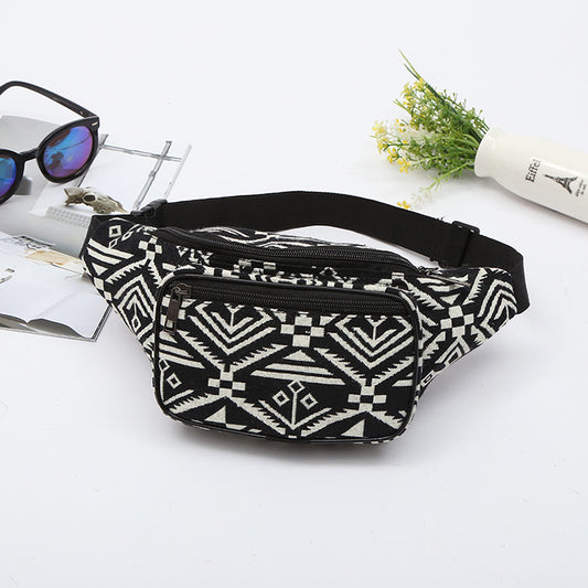 Ethnic Style Outdoor Multifunctional Canvas Belt Bag