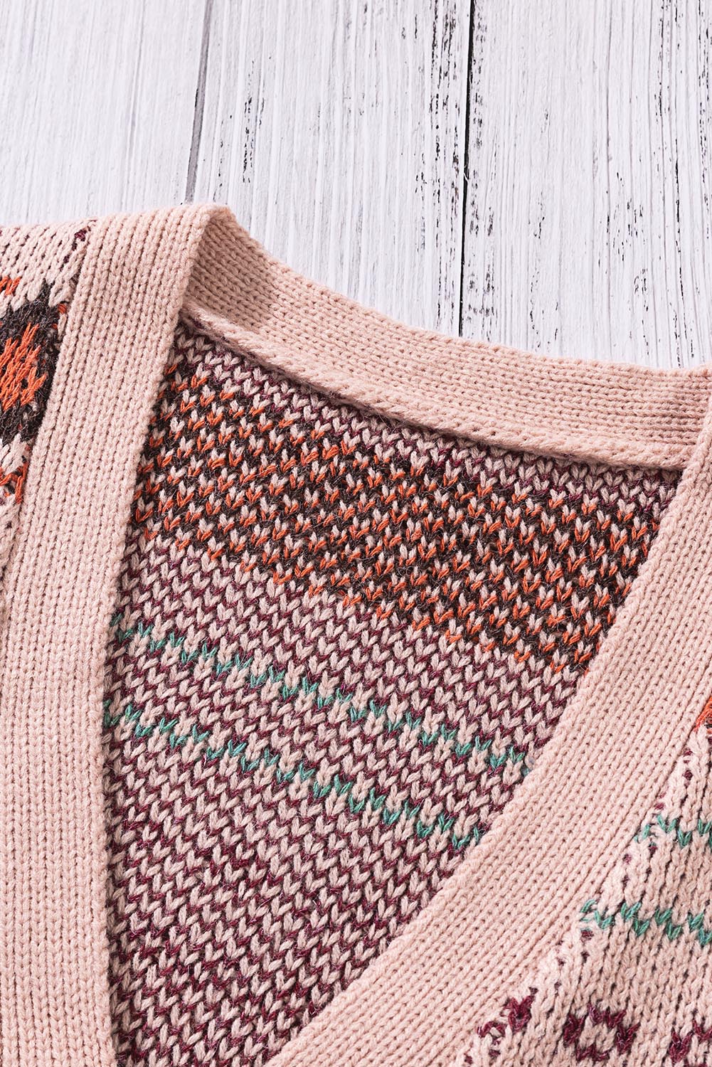 Multicolor Tribal Pattern V Neck Button Front Cardigan