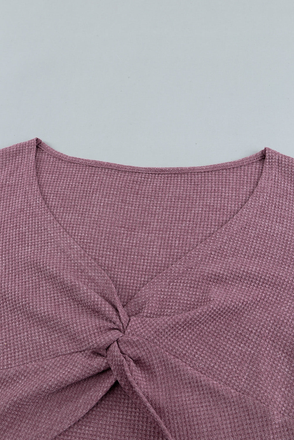 Twist Knot Long Sleeve Waffle Knit Crop Top