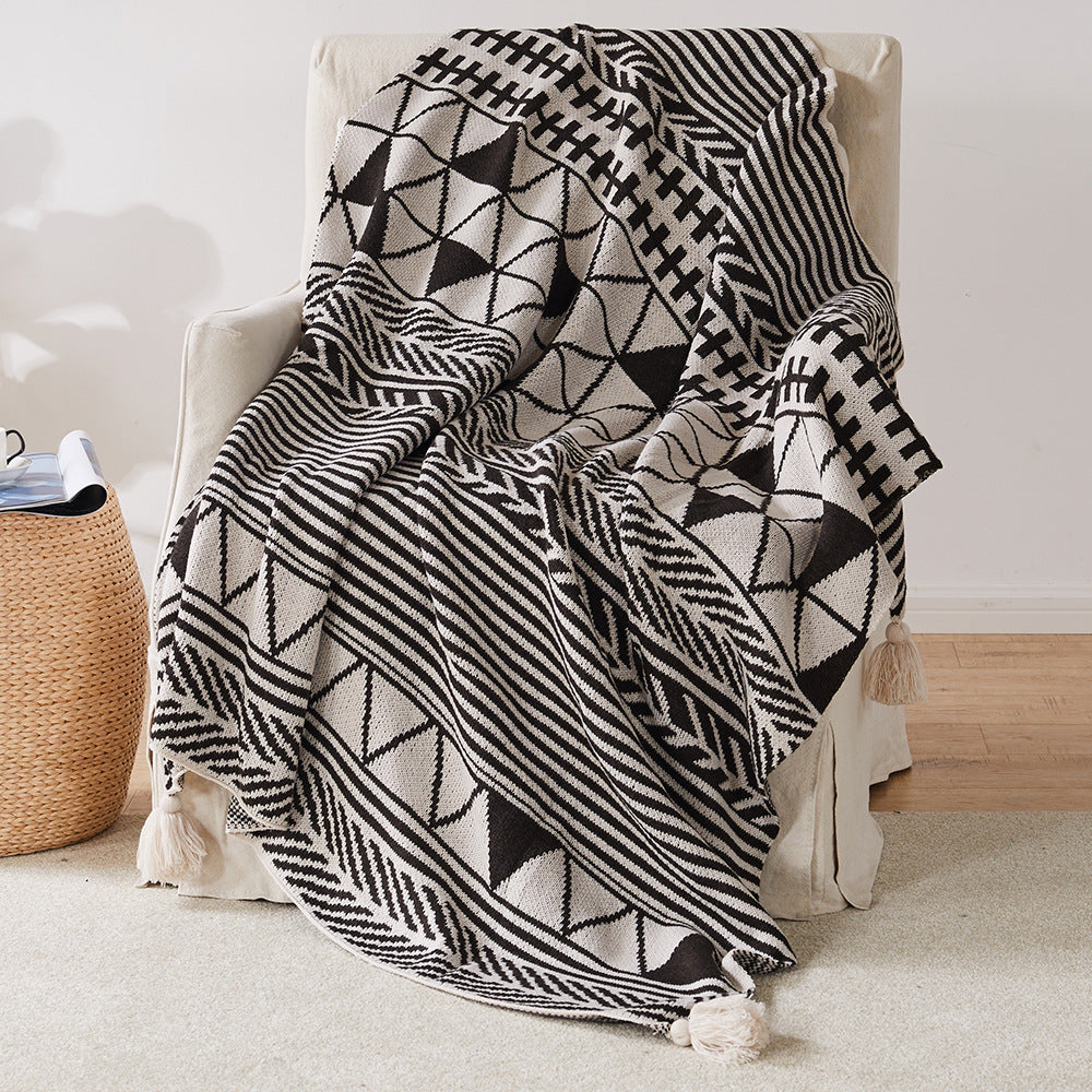 Nordic Knitted Bohemian Waffle Hotel Sofa Blanket