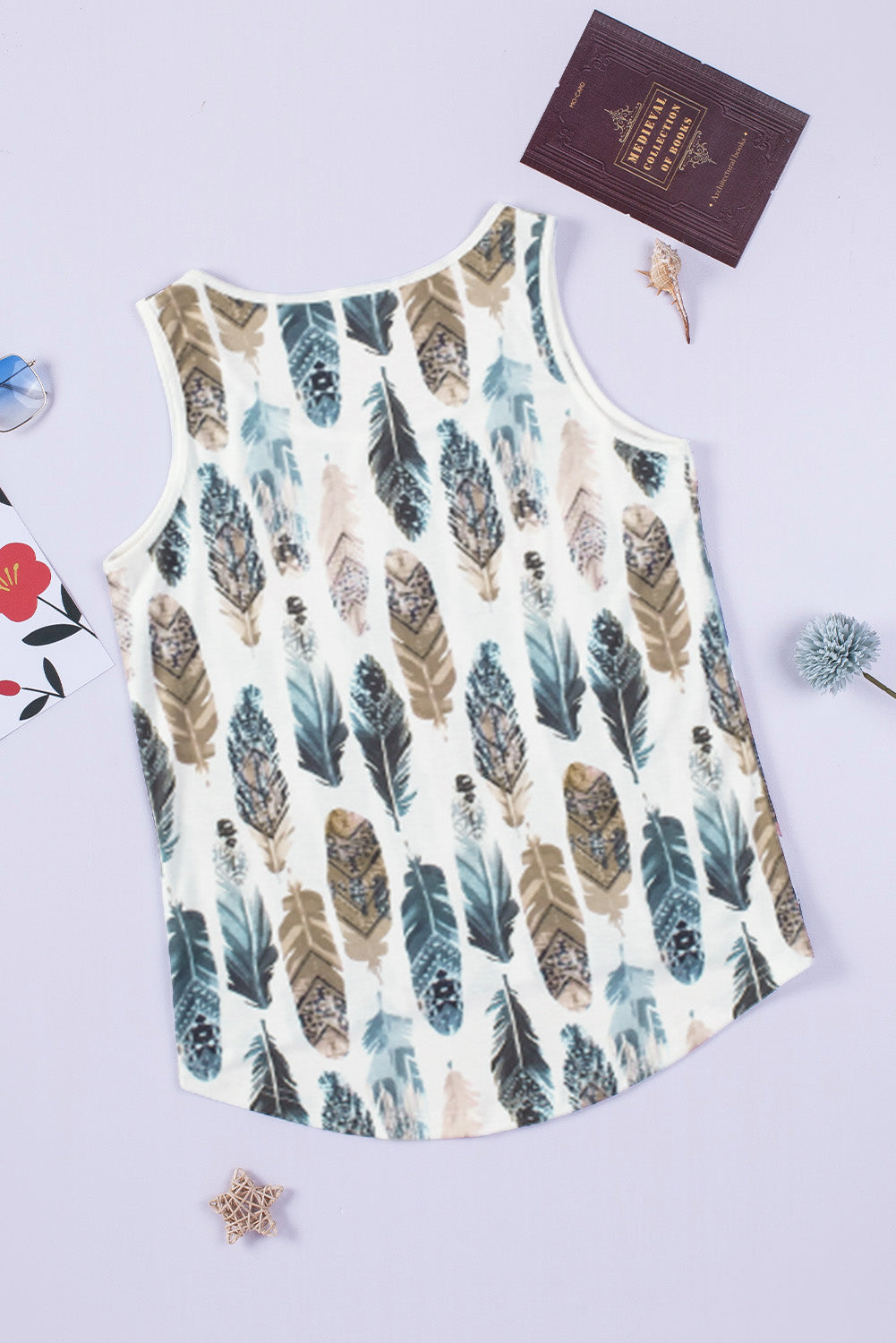 Multicolor Aztec Feather Tank Top