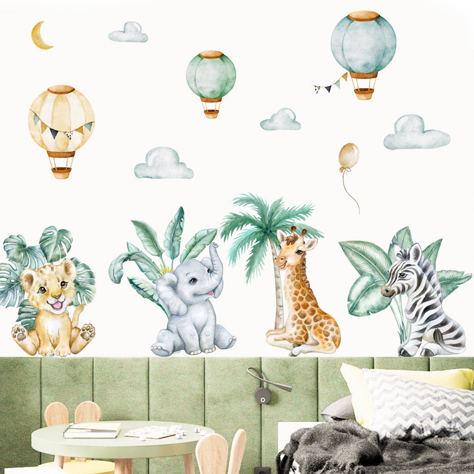 Boho Large African  Wild Animals Tropical Tree Wall Sticker