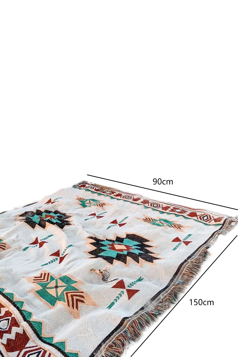 Aztec Pattern Knit Fringe Trim Blanket 90*150cm