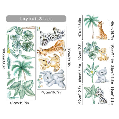 Boho Large African  Wild Animals Tropical Tree Wall Sticker