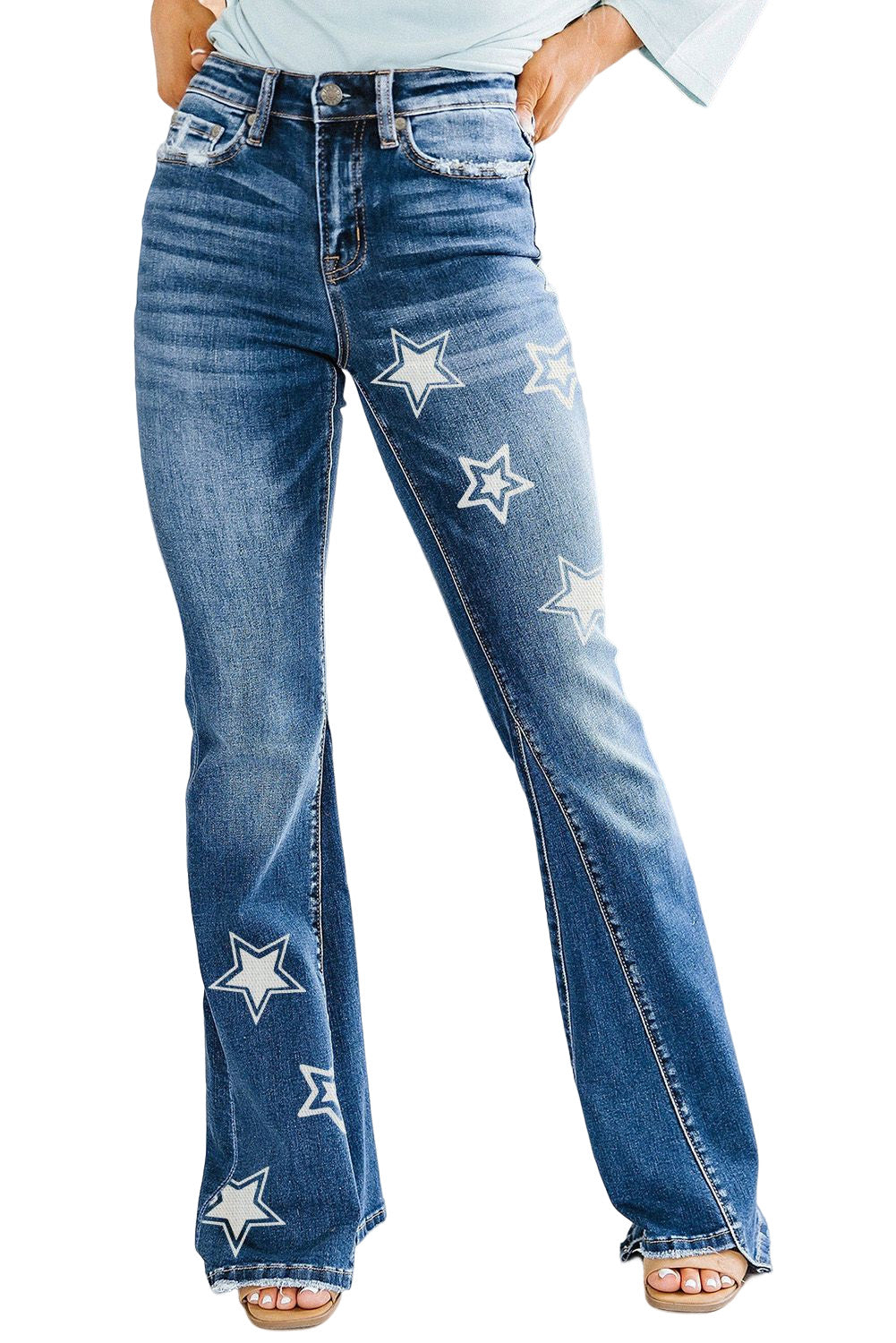 Medium Wash High Rise Flare Jeans
