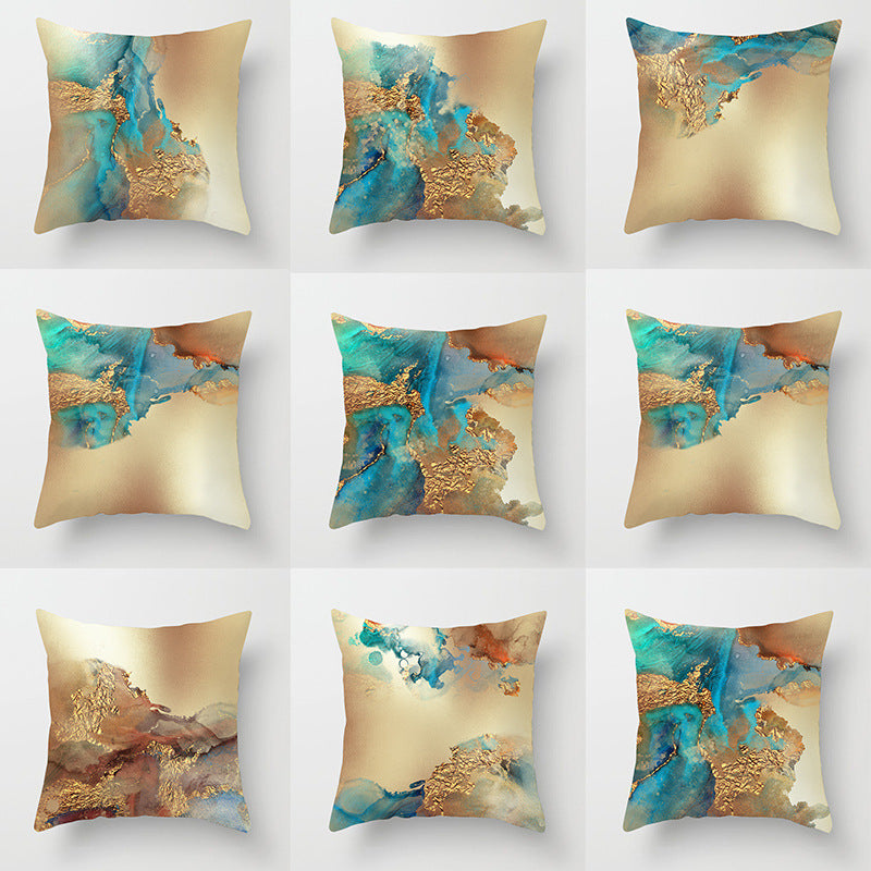 Nordic Watercolor Gold Foil Texture Printing Pillowcase