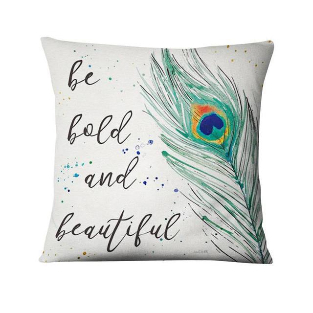 Peacock Feather Art Design Digital Printed Pillowcase