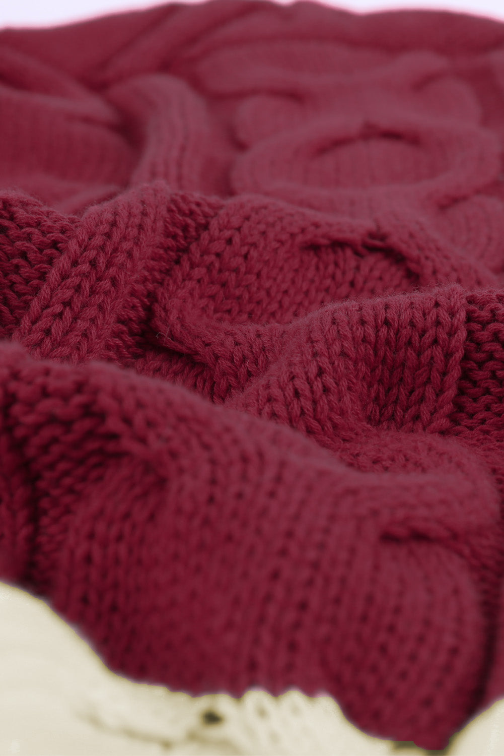 Colorblock Cable Knit Sweater with Slits