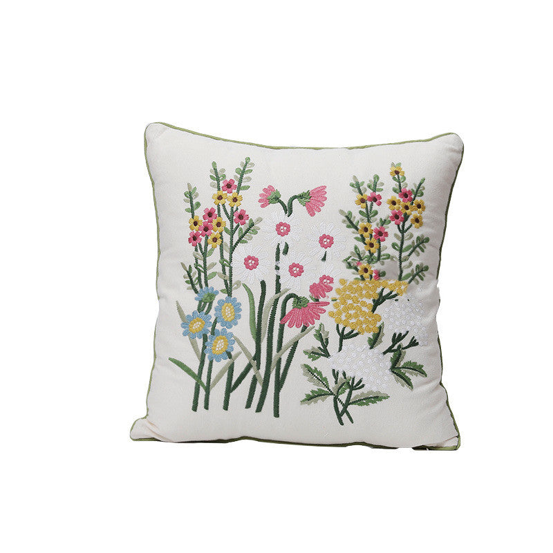 Home Embroidery Plants And Flowers Pillow