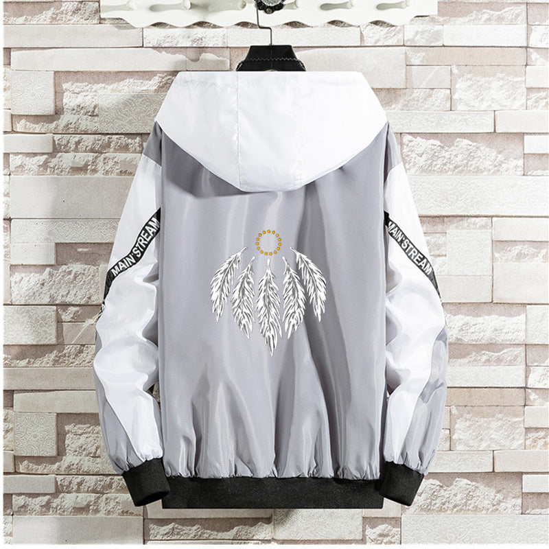 Men's Feather Two Tone Casual Hooded Jacket