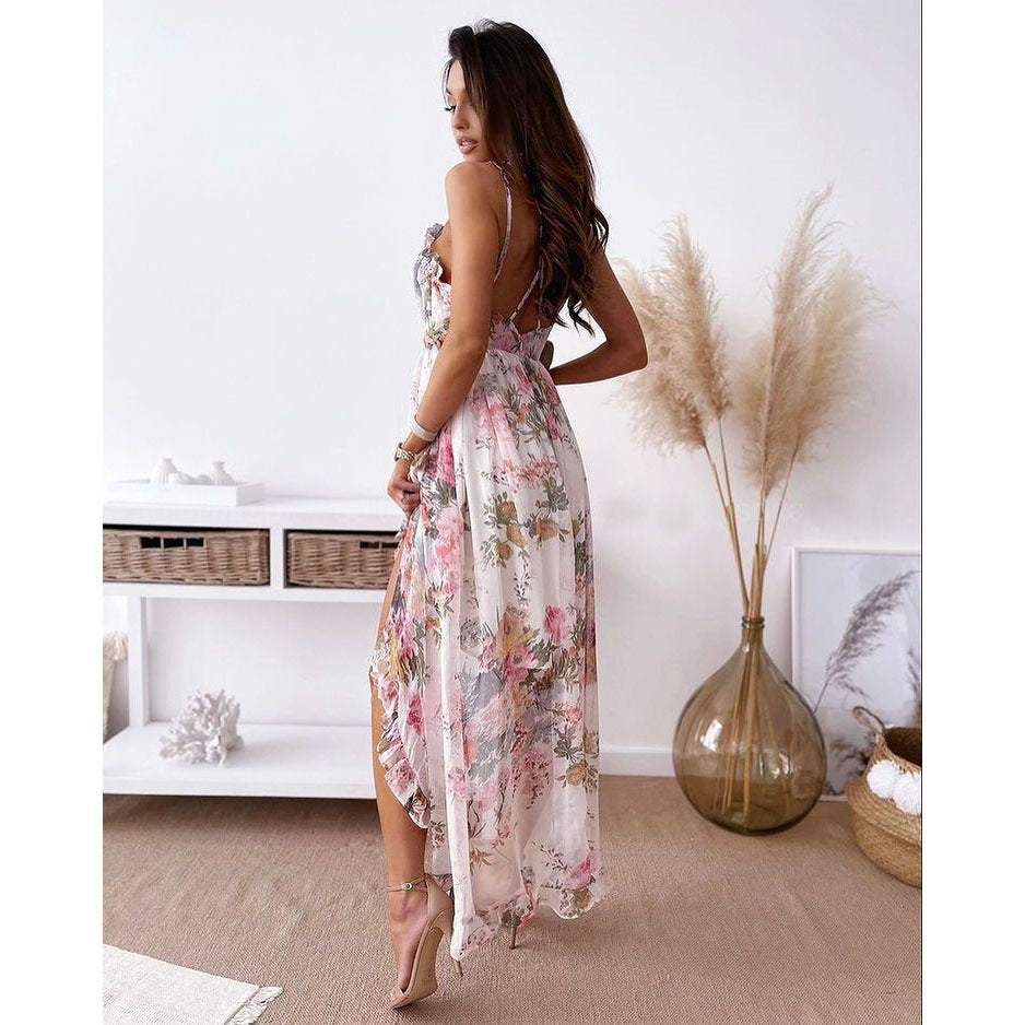 Women's Bohemian Summer Suspender Dress Loose Chiffon