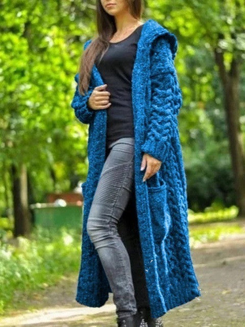 Lazy Style Hooded Long Cardigan Sweater