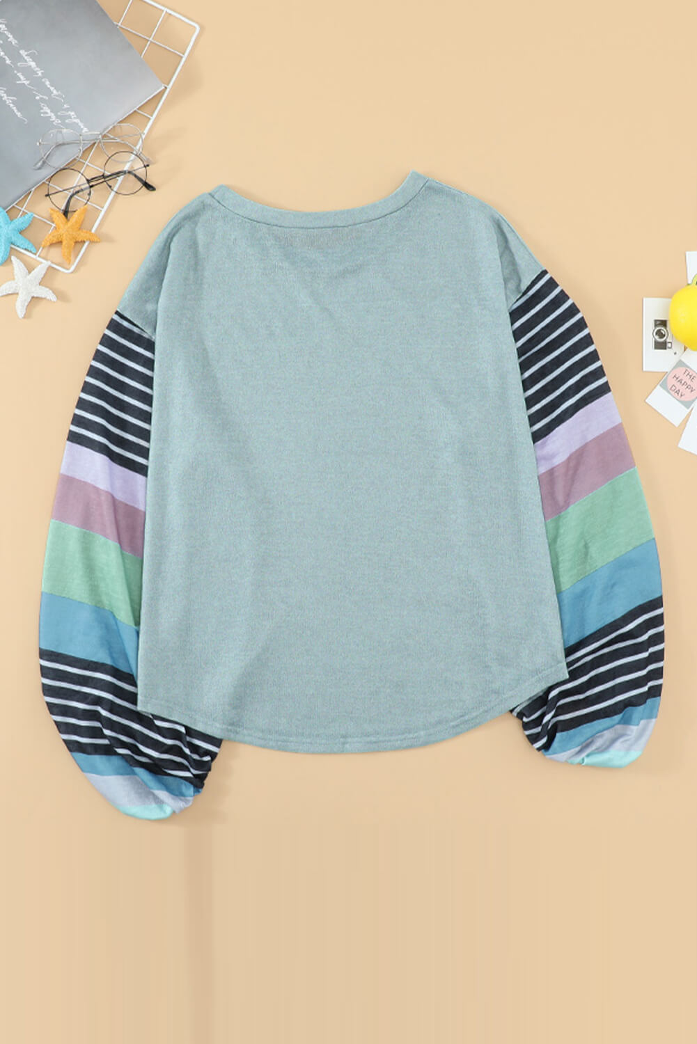 Striped Colorblock Long Sleeve Knit Top