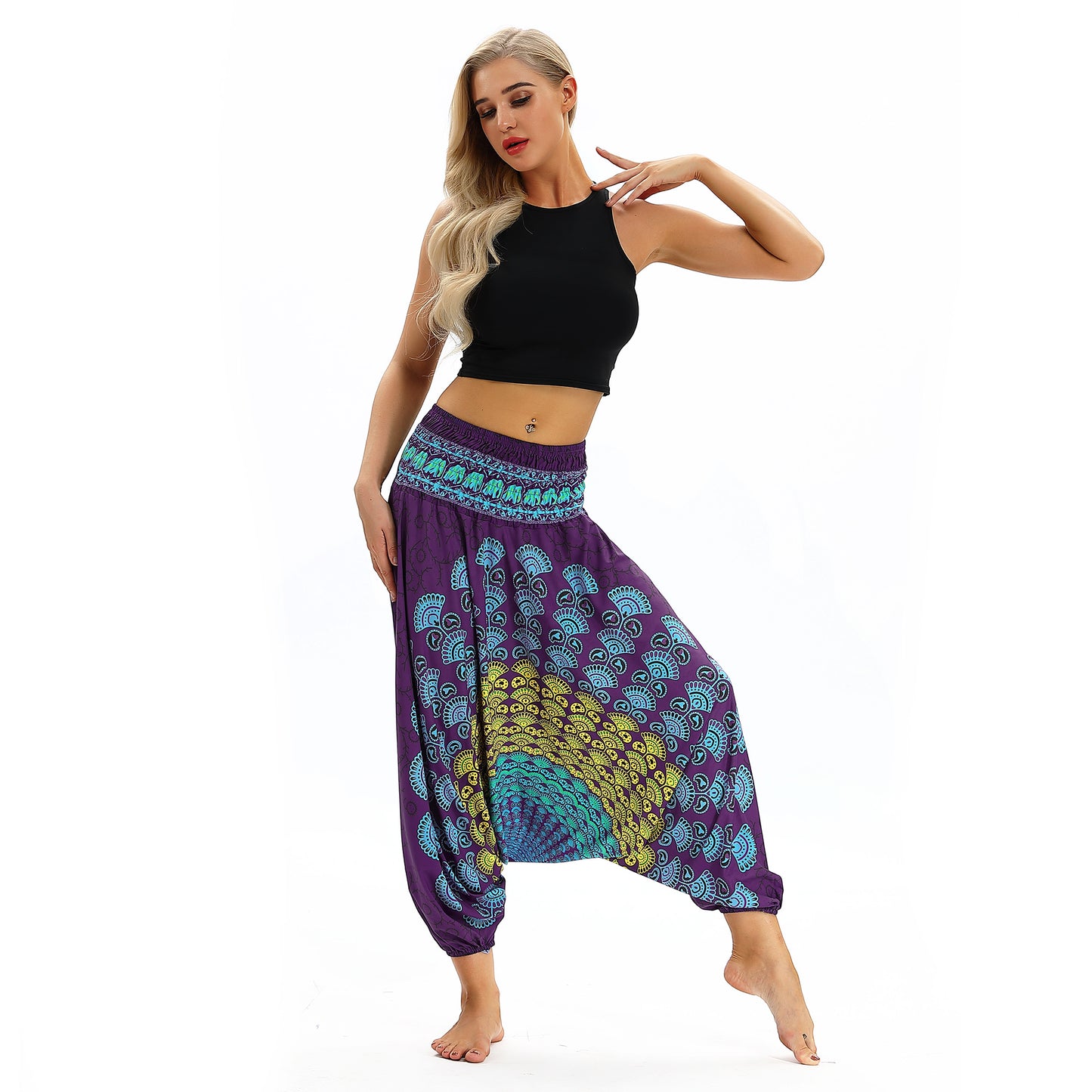 Loose And Thin Ethnic Bloomers, Hanging Crotch Harem Pants, Dance Yoga Fitness Wide-leg Pants