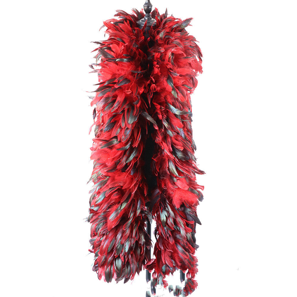 Purple Swimming Tops Catwalk Dress Up Colorful Chicken Feather Scarf Accessories Velvet Dance