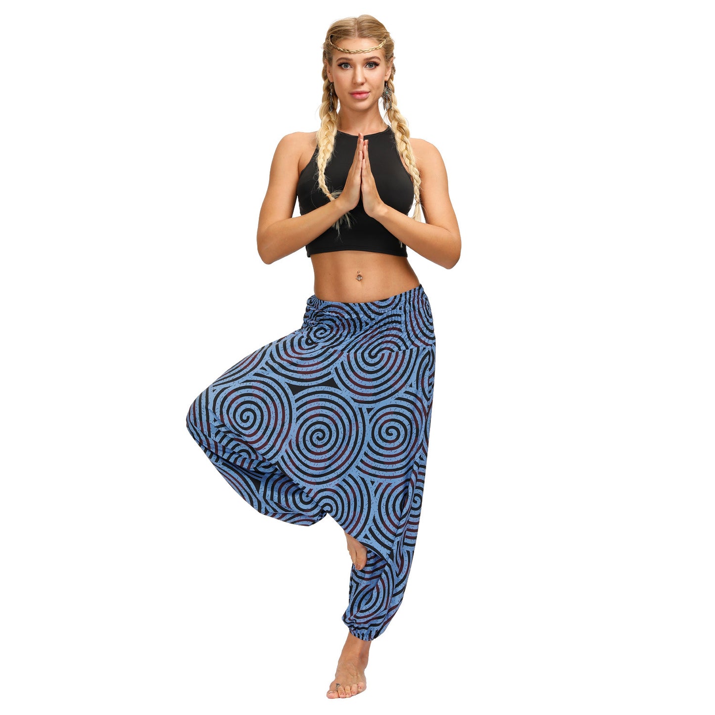 Boho Digital Print Fashion Women Yoga High Waist Wide Leg Bloomers